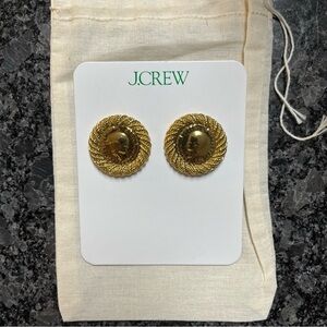 J. Crew Ancient Coin Rope Trimmed Round Goldtone Earrings NEW